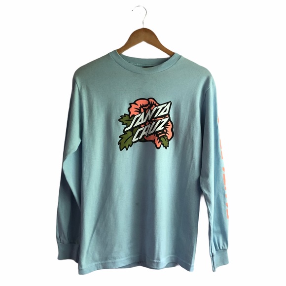 Santa Cruz Skateboards Tops - SANTA CRUZ || Victoria Strip Blue Long Sleeve Tee